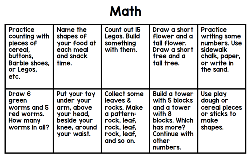 Math Choice Board 